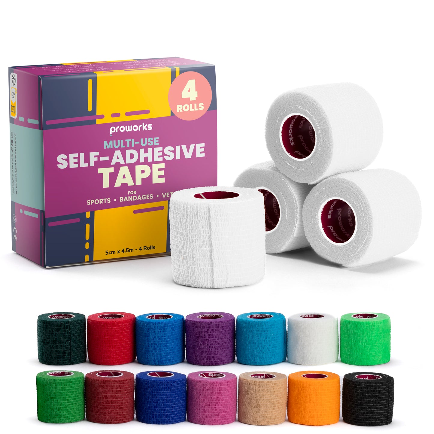 Sock Wrap Sports Tape - White (4 Rolls)