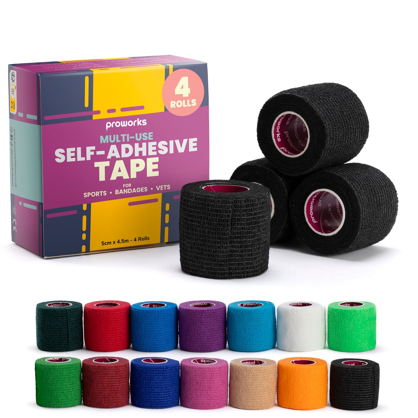 Sock Wrap Sports Tape - Black (4 Rolls)