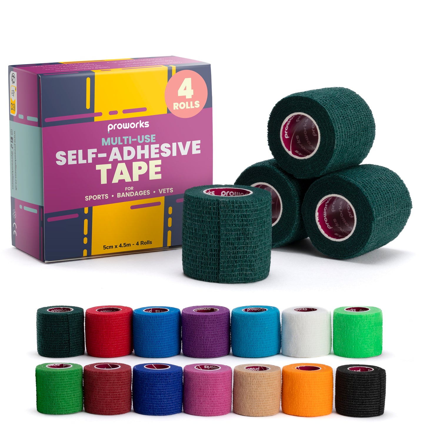 Sock Wrap Sports Tape - Dark Green (4 Rolls)